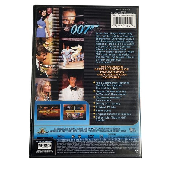 The Man With the Golden Gun Spy Adventure DVD 1974 PG u Roger Moore Christopher - Picture 2 of 2